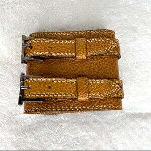 a. testoni Bracelet Leather Honey Brown Wrap Pebbled Cuff Strap Made In Italy